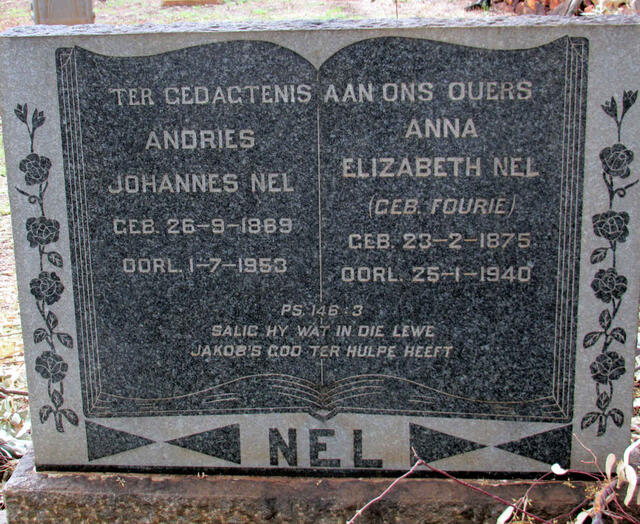 NEL Andries Johannes 1869-1953 & Anna Elizabeth FOURIE 1875-1940