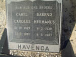 HAVENGA Carel Carolus 1939-1982 :: HAVENGA  Barend Hermanus 1929-1983