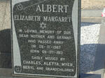 ALBERT Elizabeth Margaret 1913-1987