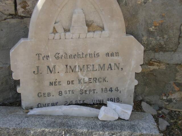 IMMELMAN J.M. nee DE KLERCK 1844-1918
