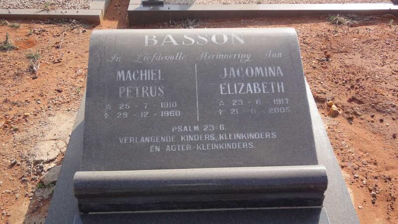 BASSON Machiel Petrus 1910-1960 & Jacomina Elizabeth 1917-2005