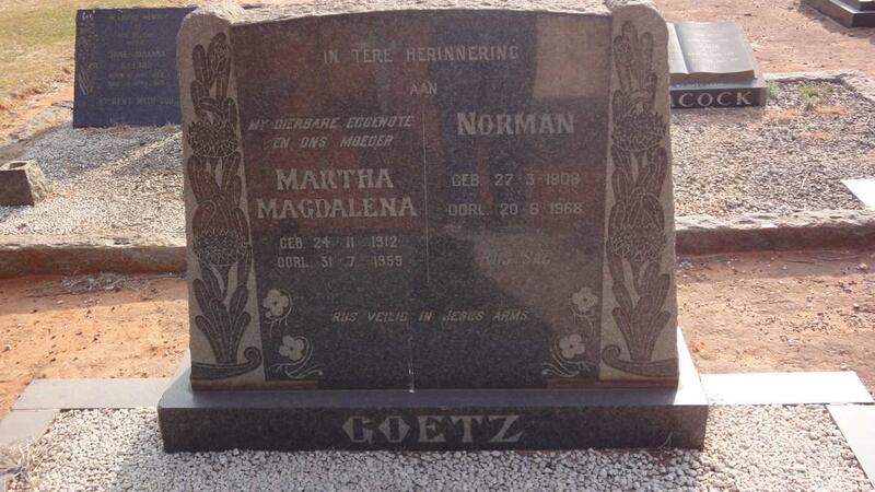 GOETZ Norman 1908-1968 & Martha Magdalena 1912-1959