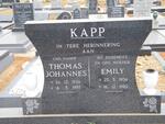 KAPP Thomas Johannes 1926-1997 & Emily 1936-1982