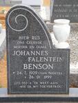 BENSON Johannes Falentein nee VAN NIEKERK 1909-1999