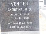 VENTER Christina M.S. 1910-1980