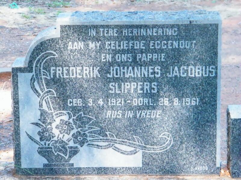 SLIPPERS Fredrik Johannes Jacobus 1921-1961