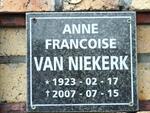 NIEKERK Anne Francoise, van 1923-2007