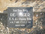 JAGER E.S.J., de nee VAN DEN BERG 1899-1993