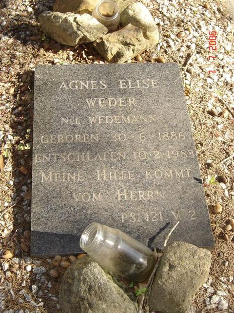 WEDER  Agnes Elise nee WEDEMANN 1886-1983