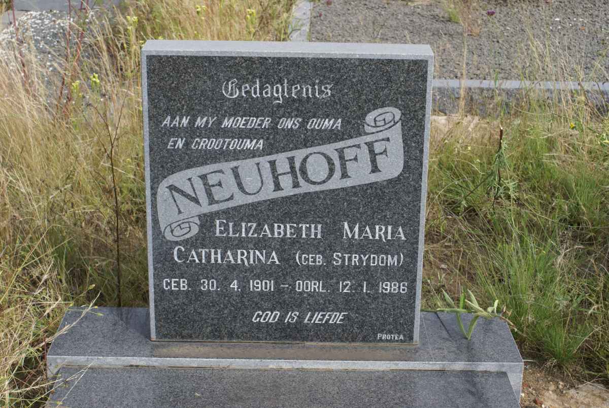 NEUHOFF Elizabeth Maria Catharina nee STRYDOM 1901-1986