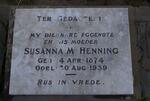HENNING Susanna M. 1874-1939