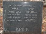 KRIEK Johan Christiaan 1898-1961 & Anna Susanna 1903-1974