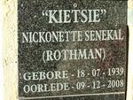 SENEKAL Nickonette nee ROTHMAN 1939-2008