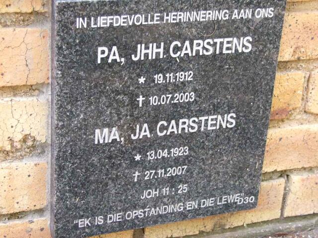 CARSTENS J.H.H. 1912-2003 & J.A. 1923-2007
