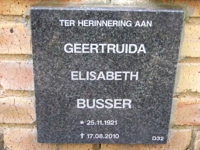 BUSSER Geertruida Elisabeth 1921-2010
