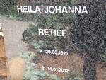 RETIEF Heila Johanna 1916-2012