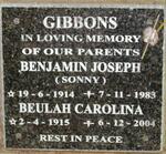 GIBBONS Benjamin Joseph 1914-1983 & Beulah Carolina 1915-2004