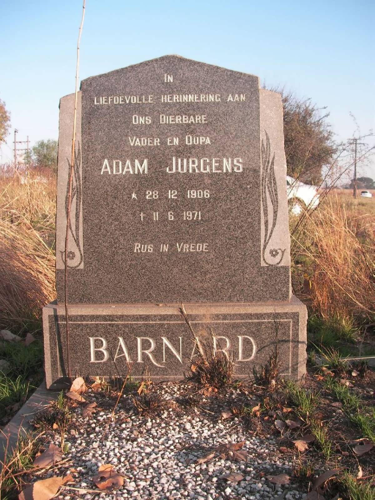 BARNARD Adam Jurgens 1906-1971
