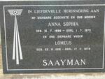 SAAYMAN Lomeus 1891-1978 & Anna Sophia 1898-1973