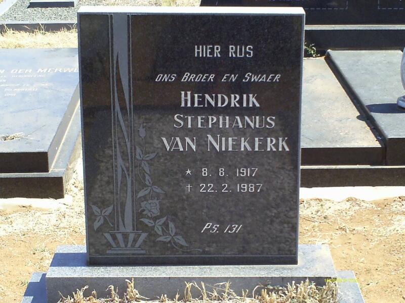 NIEKERK Hendrik Stephanus, van 1917-1987