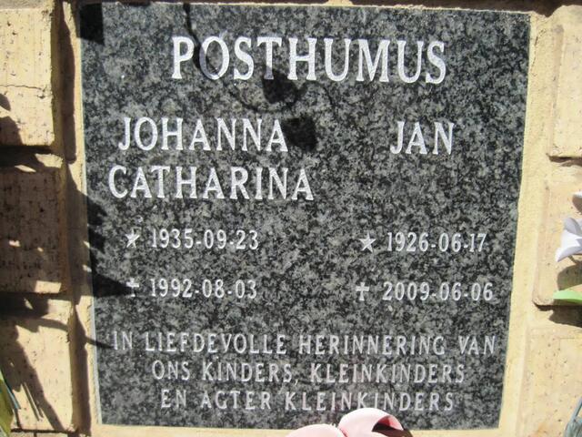 POSTHUMUS Jan 1926-2009 & Johanna Catharina 1935-1992
