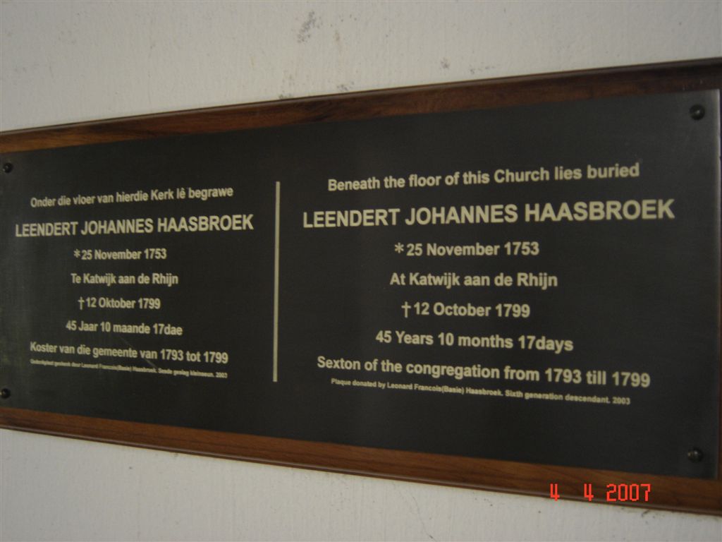 HAASBROEK Leendert Johannes 1753-1799