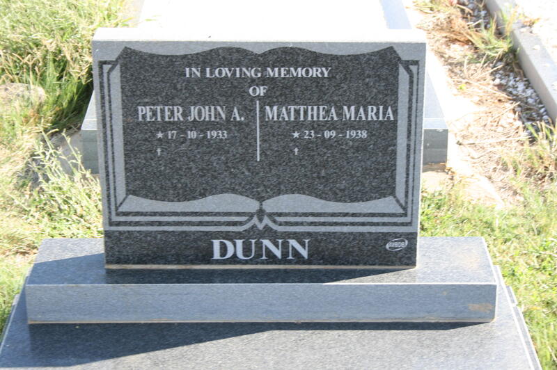 DUNN Peter John A. 1933- & Matthea Maria 1938-