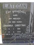LATEGAN Johanna Christina 1916-1992