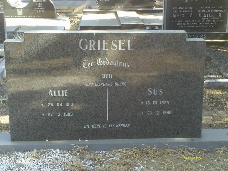 GRIESEL Allie 1913-1989 & Sus 1920-1996