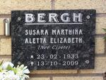 BERGH Susara Marthina Aletta Elizabeth nee CLOETE 1933-2009