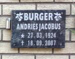 BURGER Andries Jacobus 1924-2007