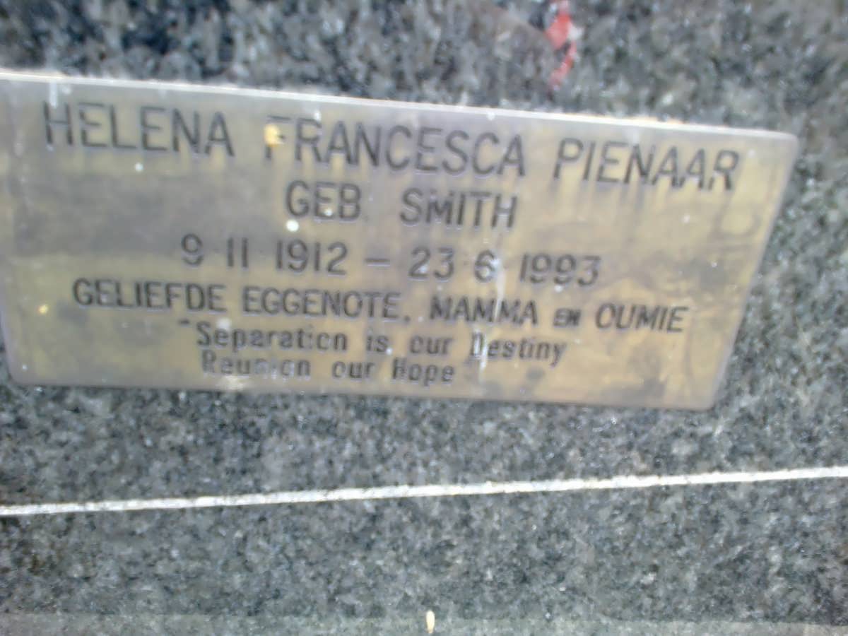 PIENAAR Helena Francesa nee SMITH 1912-1993
