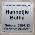 BOTHA Hannetjie 1933-2013