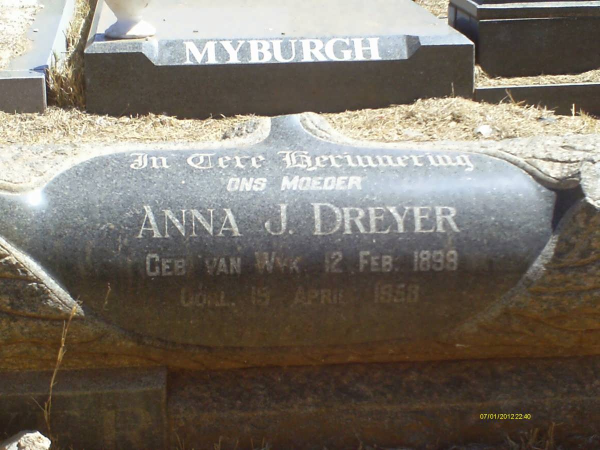DREYER Anna J. nee VAN WYK 1899-1958