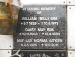 SIM William 1929-1973 :: SIM Daisy May 1903-1989 :: AITKEN May Lily Norma 1925-2011
