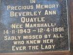 QUAYLE Beverley Ann nee MARSHALL 1943-1991
