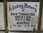 RAE David Thomas 1906-1986 & Jean 1909-2004