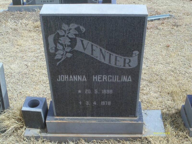 VENTER Johanna Herculina 1898-1978