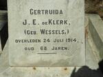 KLERK Gertruida J.E., de nee WESSELS -1914