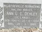 OEHLEY Ann L. voorheen DE LANGE nee SMITH 1884-1969