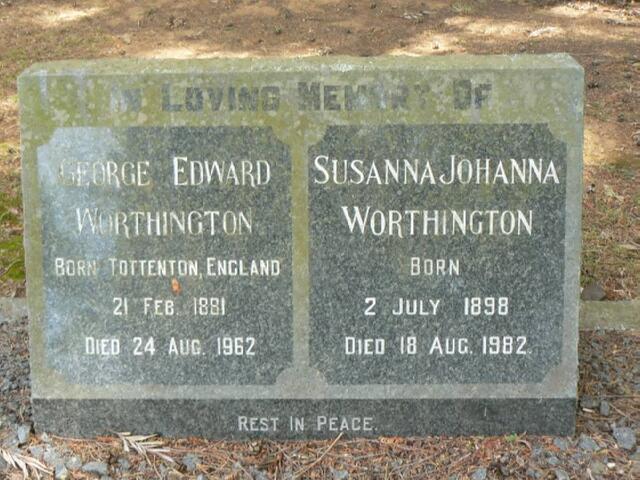 WORTHINGTON George Edward 1881-1962 & Susanna Johanna 1898-1982