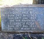 NICHOLLS Gladys Constance 1909-1959 :: NICHOLLS Elizabeth Alida 1940-1941