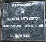 TOIT Elizabeth, du 1920-2004