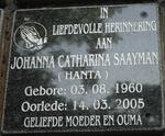 SAAYMAN Johanna Catharina 1960-2005