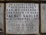 SADLER Talbot 1904-1977 & Alwena A. 1906-1987