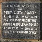 EKSTEEN Pieter Gideon 1955-2001 :: VAN TONDER Wynand Philippus 1919-2003