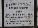 YORK Ronald Francis 1945-1989