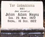 HEYNS Johan Adam 1922-1922