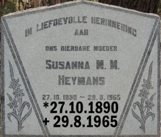 HEYMANS Susanna M.M. 1890-1965