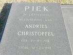 PIEK Andries Christoffel 1937-1990